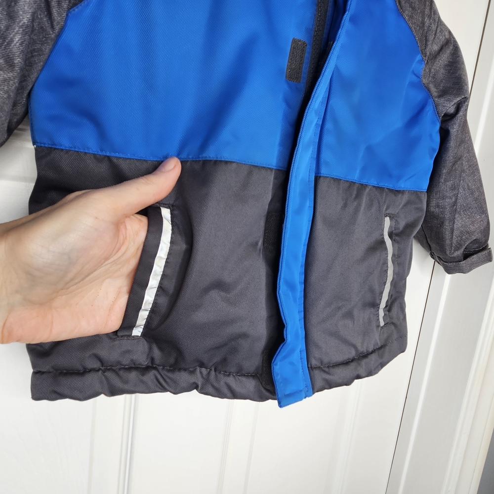 George Boys Blue Grey Hooded Winter Coat Fleece Lined Cozy Size 3T - Picture 9 of 15